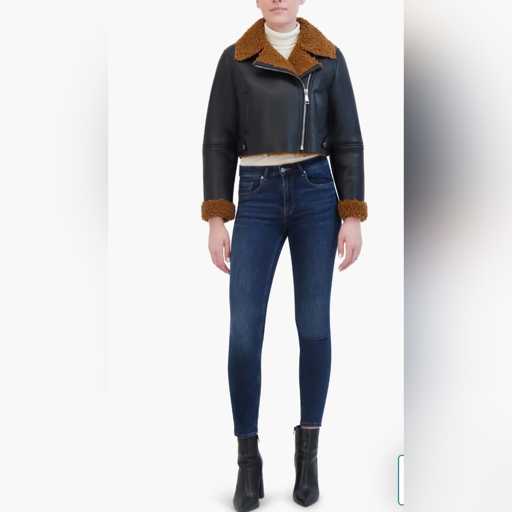 REBECCA MINKOFF Faux Shearling Moto Jacket. Sz S. MSRP $298 NWT - Picture 6 of 15